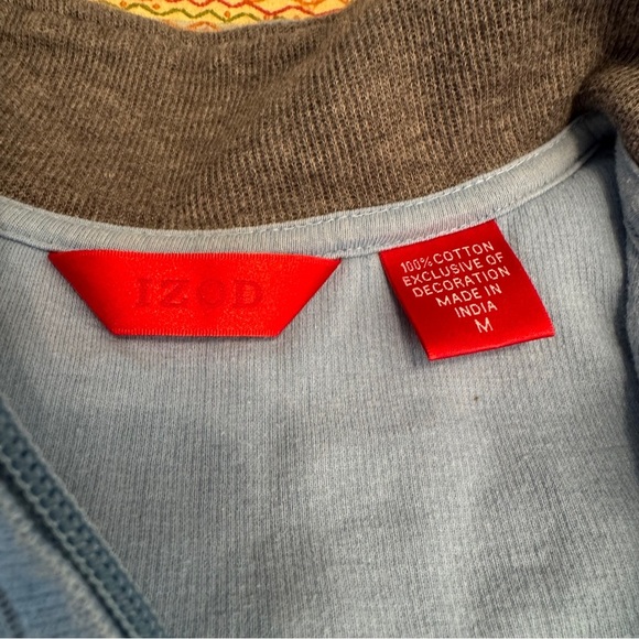 Mens IZOD Light Blue Half-Zip Sweater 100% Cotton Size Medium - Picture 7 of 8